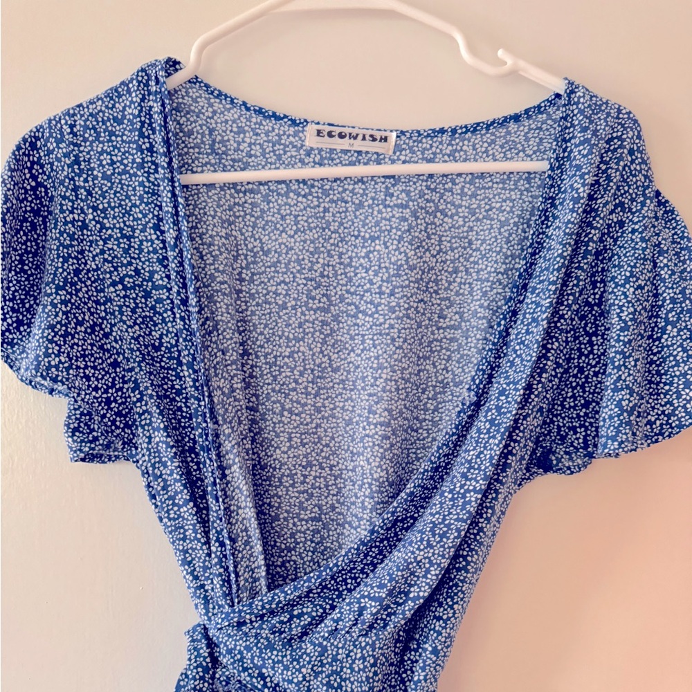 Blue wrap dress